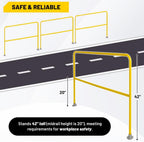 72" x 42" Industrial Steel Pipe Safety Railing,Heavy Duty Guardrail for Warehouse & Construction (Safety Yellow)