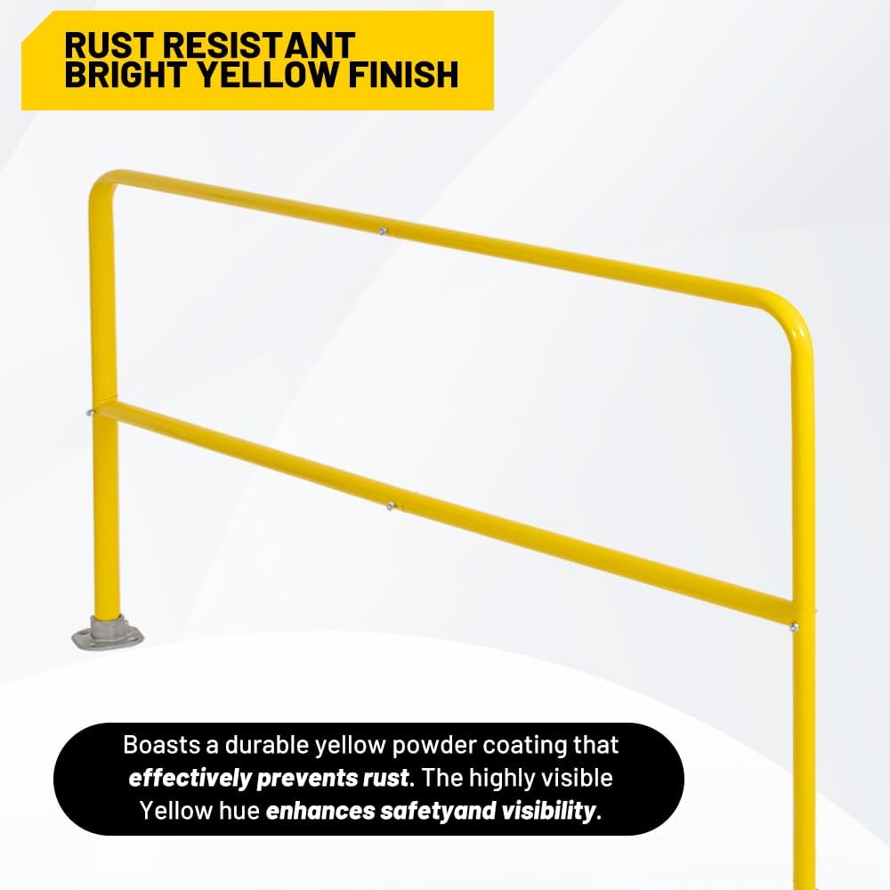 72" x 42" Industrial Steel Pipe Safety Railing,Heavy Duty Guardrail for Warehouse & Construction (Safety Yellow)