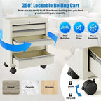 Medical Carts with Wheels and 5 Drawers, 13"D x 24.5"W x 29"H - Stainless Steel Top