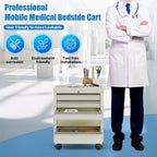 Medical Carts with Wheels and 5 Drawers, 13"D x 24.5"W x 29"H - Stainless Steel Top
