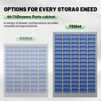 75-Drawer Steel Parts Cabinet - High-Capacity Hardware Organizer
