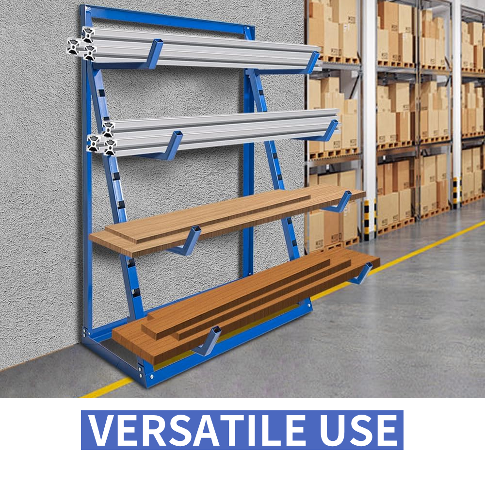 4-Tier Wall-Mounted Lumber Rack - 2000 lbs Capacity