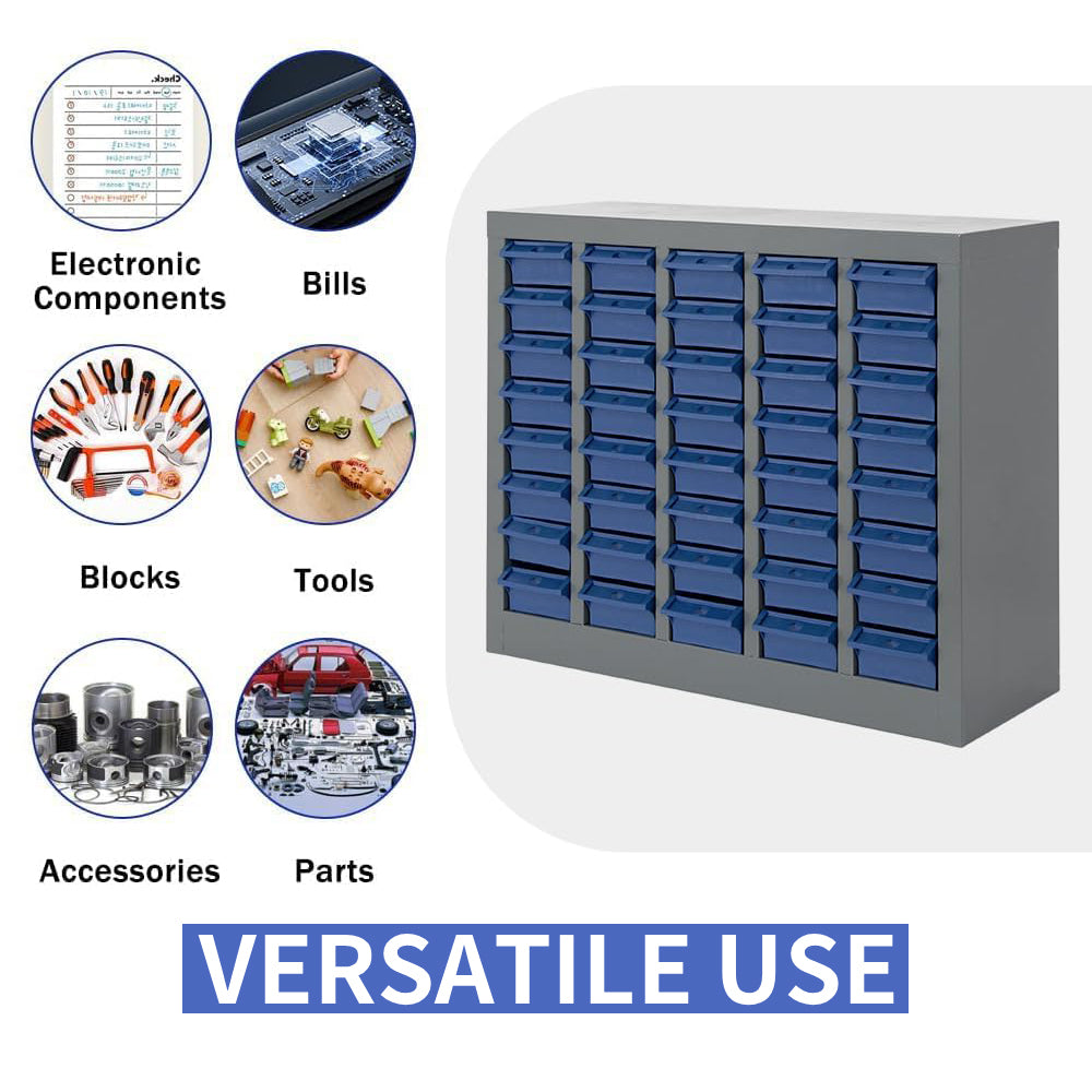 40-Drawer Steel Hardware Cabinet - Adjustable Drawers