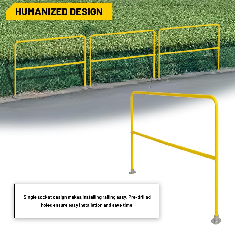 72" x 42" Industrial Steel Pipe Safety Railing,Heavy Duty Guardrail for Warehouse & Construction (Safety Yellow)