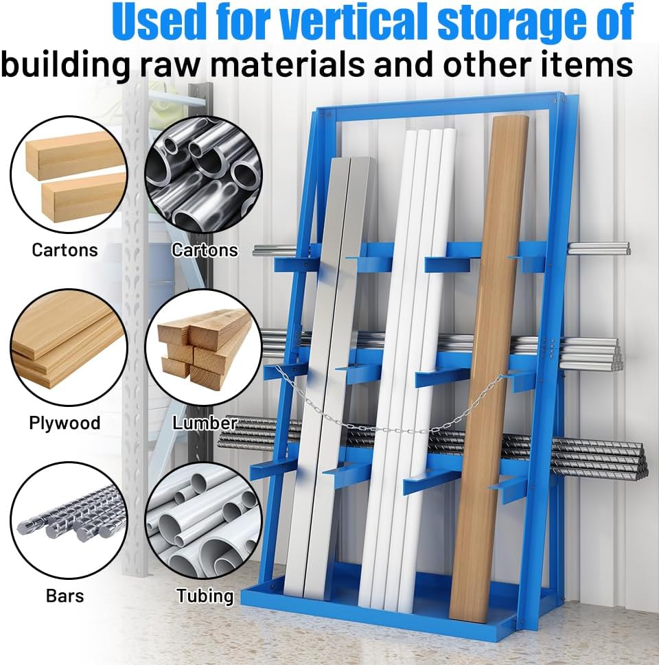 3-Bay Vertical Bar Storage Rack - 84" High Industrial Organizer