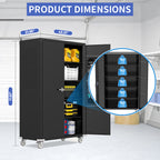 72"H Rolling Metal Storage Cabinet - With Pegboards & Shelves