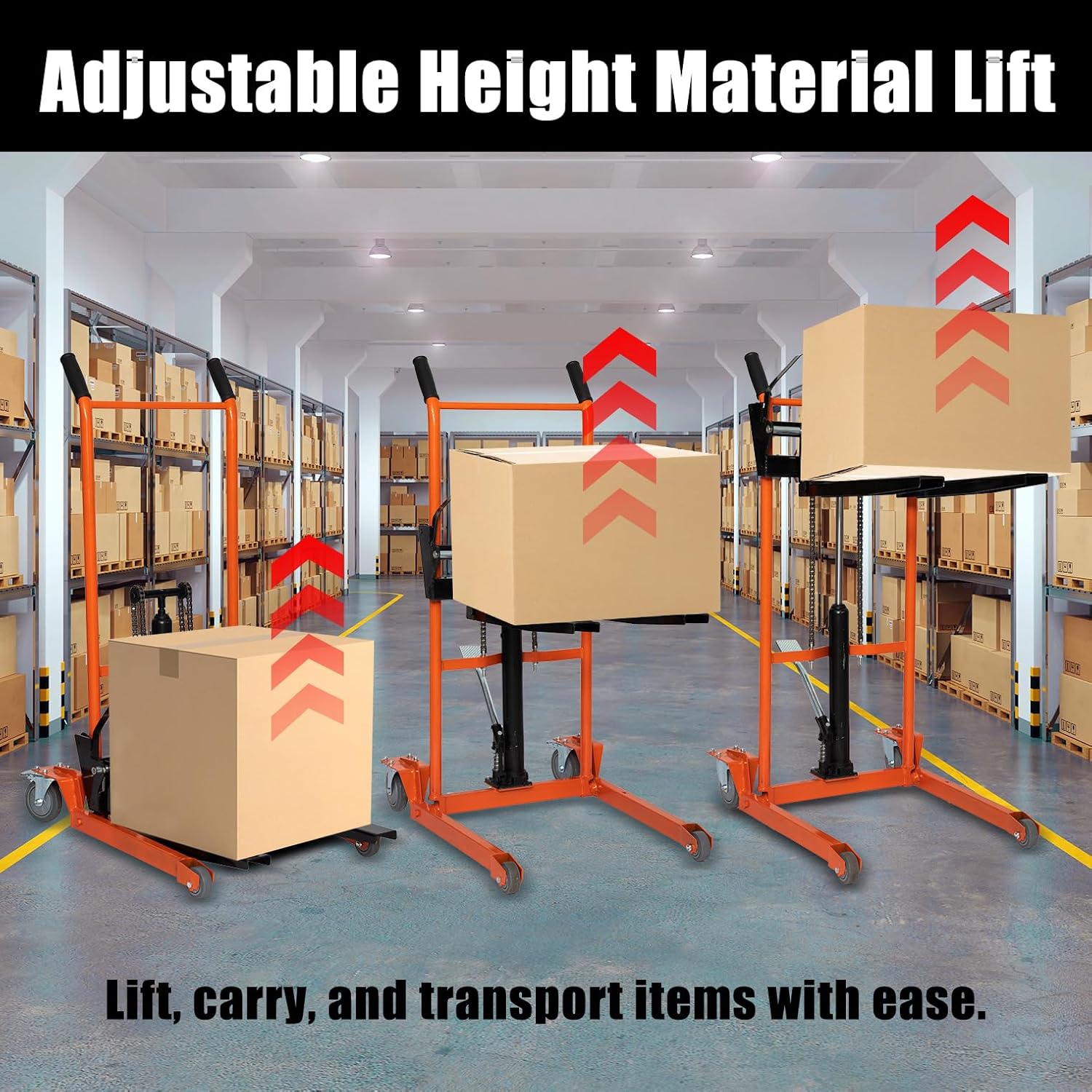 2-in-1 Hydraulic Lift & Stacker - 440 lbs Capacity